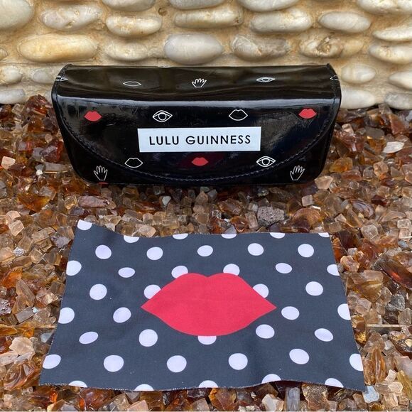 Lulu Guiness Black/Red Sunglasses/Glasses Case w/Cleaning Cloth. EUC! Luxury - Picture 1 of 9